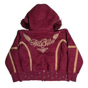 Vintage Pelle Pelle Leather Jacket Womens Size XL Bomber Studded Y2K Faux Fur